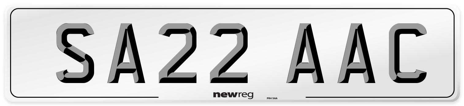 SA22 AAC Number Plate from New Reg